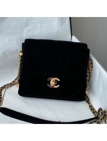 Chanel Velvet Chain Mini Square Flap Bag AS2588 Black 2021