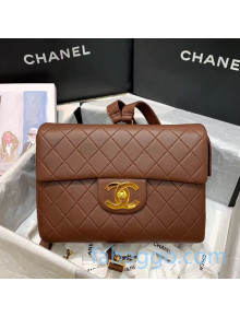 Chanel Vintage Quilted Leather Backpack Brown 2020