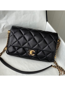 Chanel Lambskin Chain Medium Flap Bag AS2563 Black 2021