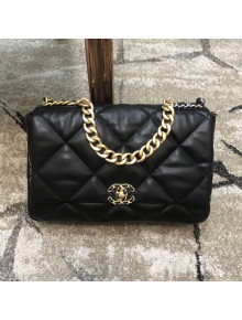 Chanel Quilted Goatskin 19 Maxi Flap Bag AS1162 Black 2019