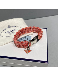 Prada Braided Nappa Leather Bracelet Caramel Brown/Orange 2021