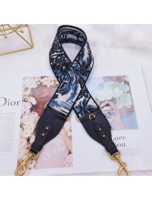Dior Shoulder Strap with Ring in Blue Dior Palms Embroidery 2021