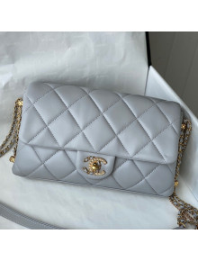 Chanel Lambskin Chain Medium Flap Bag AS2563 Gray 2021