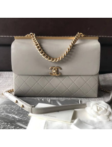 Chanel Lambskin Coco Luxe Large Flap Bag A57087 Grey 2018