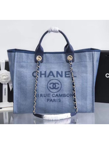 Chanel Mixed Fibers And Calfskin Shopping Bag A66941 Blue 2020
