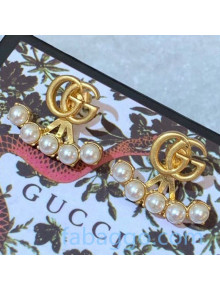 Gucci Pearl Double G Earrings Gold 2020
