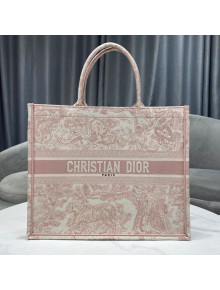 Dior Large Book Tote Bag in Pink Toile de Jouy Embroidery 2021