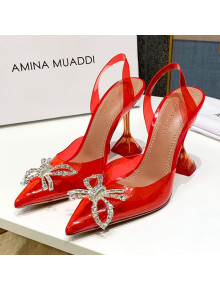 Amina Muaddi PVC Bow Sandals 10cm Red 2021
