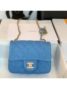 Chanel Denim Mini Sqaure Flap Bag with Ball AS1786 Denim Blue 2022 