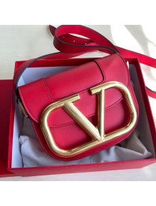 Valentino Supervee Calfskin Maxi-Logo Crossbody Bag 1011S Red/Gold 2020