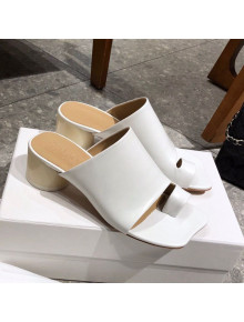 Maison Margiela Tabi Leather Mules Sandals White 2021
