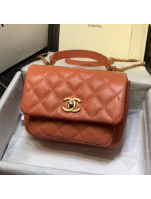 Chanel Quilted Calfskin Medium Flap Bag with Top Handle AS1155 Orange 2020