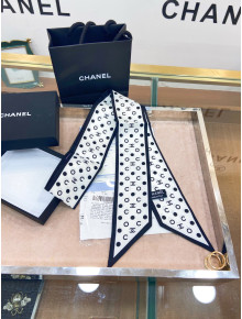 Chanel Coco Silk Twilly Bandeau Scarf 7x120cm White 2021