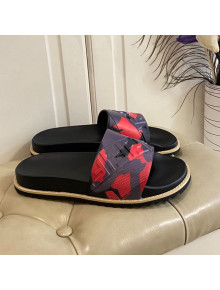 Fendi Camouflage Flat Slide Sandals Red 2021 (For Women and Men)