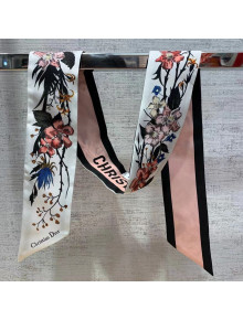 Dior Mille Fleurs Flora Print Silk Bandeau Scarf 6x106cm Pink 2021