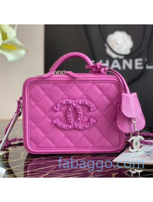 Chanel Quilted Matte Leather Small Vanity Case AS1785 Purple 2020