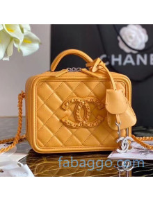 Chanel Quilted Matte Leather Small Vanity Case AS1785 Yellow 2020