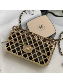 Chanel Gold-Tone Metal & Lambskin Mini Evening Bag AS2535 Gold/Black 2021