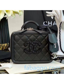 Chanel Quilted Matte Leather Small Vanity Case AS1785 Black 2020