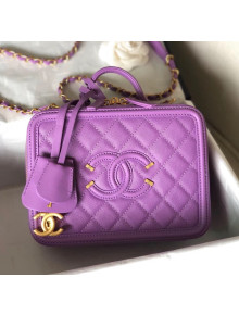 Chanel Grained Calfskin Medium Vanity Case Bag A93343 Purple 2019
