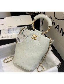 Chanel Calfskin Bucket Backpack With Round Handle AS1362 White 2020