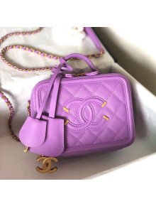 Chanel Grained Calfskin Small Vanity Case Bag A93342 Purple 2019