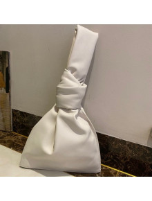 Bottega Veneta Calfskin Mini Twist Knot Clutch Bag White 2021