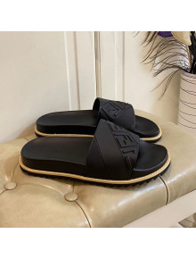 Fendi FENDI Embossed Flat Slide Sandals Black 01 2021 (For Women and Men)