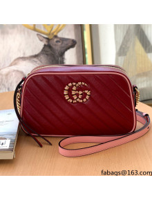 Gucci GG Marmont Small Shoulder Bag With Enamel Hardware 447632 Burgundy 2021