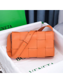 Bottega Veneta Cassette Small Crossbody Messenger Bag in Maxi-Woven Lambskin Orange 2020
