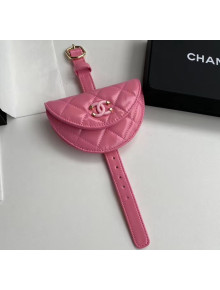 Chanel Flap Coin Purse Wristlet in Shiny Crumpled Lambskin AP1346 Pink 2020