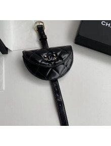 Chanel Flap Coin Purse Wristlet in Shiny Crumpled Lambskin AP1346 Black 2020