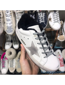 Golden Goose Super-Star Sneakers in Shearling and Calfskin White/Black 2020