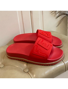 Fendi Flat Slide Sandals Red 07 2021 (For Women and Men)