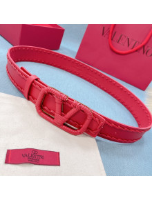 Valentino Wrap VLogo Calfskin Belt with 4cm V Buckle Red 2021