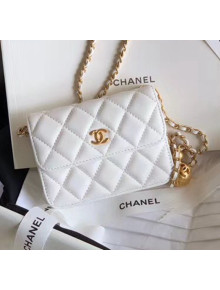 Chanel Quilted Lambskin Waist Bag With Metal Ball AP1465 White 2020