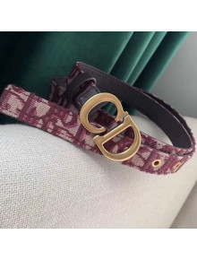 Dior Oblique Canvas Belt with CD Buckle Burgundy 2019