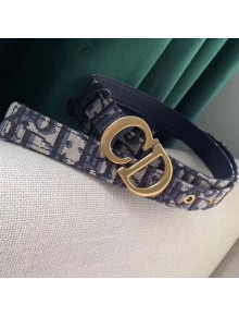 Dior Oblique Canvas Belt with CD Buckle Blue 2019