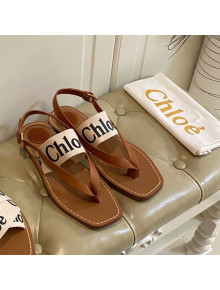 Chloe Logo Canvas Thong Flat Sandals White 2021