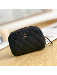 Chanel Grained Leather Nano Cosmetic Vanity Pouch Black 2022 01