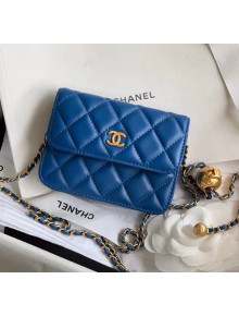 Chanel Quilted Lambskin Waist Bag With Metal Ball AP1465 Blue 2020