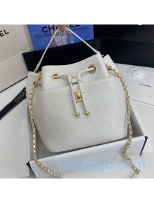 Chanel Quilted Calfskin Bucket Bag AS1988 White 2020