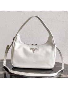 Prada Supple Leather Hobo Bag 1BC132 White 2020