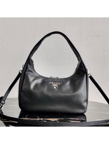 Prada Supple Leather Hobo Bag 1BC132 Black 2020