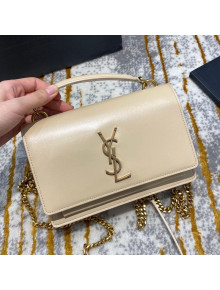 Saint Laurent Sunset Chain Wallet in Smooth Leather 533026 Nude 2020