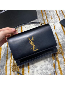 Saint Laurent Sunset Chain Wallet in Smooth Leather 533026 Black/Gold 2020