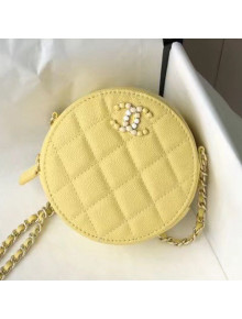 Chanel Grained Calfskin Clutch with Chain AP2034 Yellow 2021 TOP