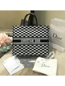 Dior Book Tote Bag in Black and White Embroidered Canvas 2018