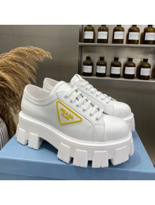 Prada Calfskin Platform Sneakers White/Yellow 2021