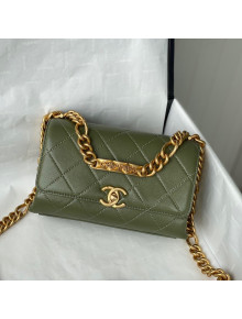 Chanel Grained Calfskin & Gold-Tone Metal Mini Flap Bag AS2711 Green 2021